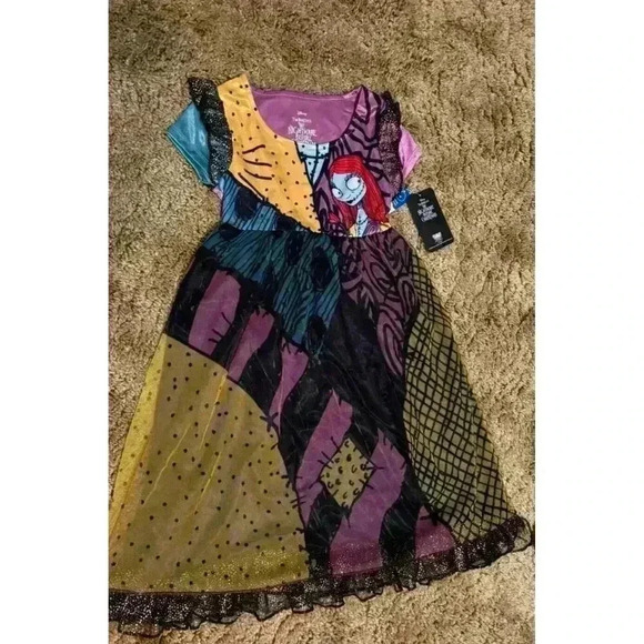 Nightmare Before Christmas Sally‎ Nightgown Sleep Costume Girls XS 4-5 Dress NWT - Picture 1 of 3